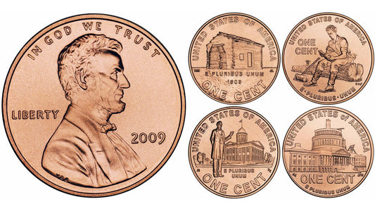 2009 - P Lincoln Bicentennial Series 5 Coin Set - All 4 Designs with Extra Obverse Coin