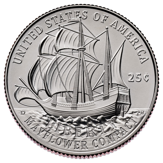 2026 - P and D Mayflower Compact Quarter Two 40 Coin Rolls Semiquincentennial Coin Collection SemiQ