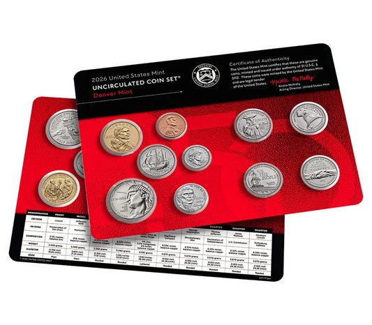 2026 P&D U.S. Mint Uncirculated 20-Coin Mint Set - Dual Dated 1776-2026 Semiquincentennial Penny Included