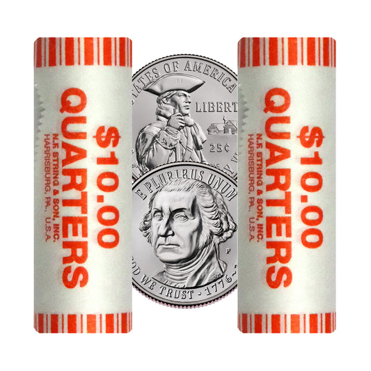 2026 - P and D Revolutionary War Quarter Two 40 Coin Rolls Semiquincentennial Coin Collection SemiQ