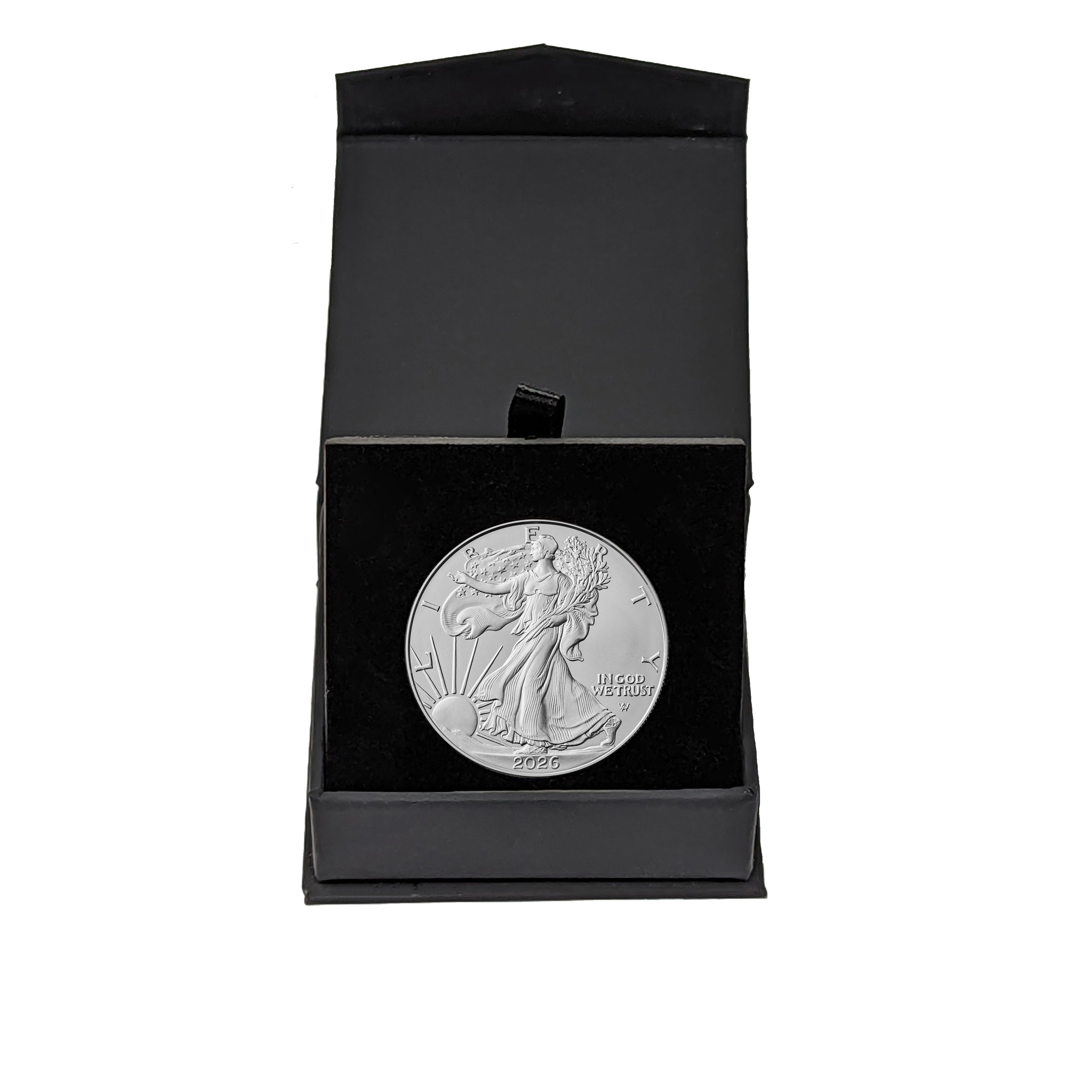 2026 Silver Eagle in Premium Black Gift Box - Gem BU Display