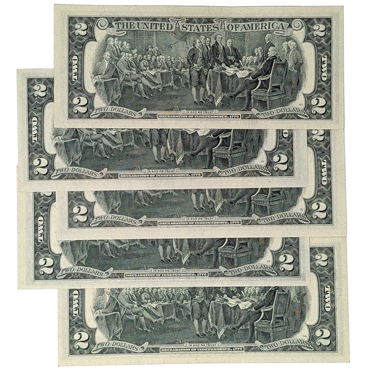1976 $2 Bills - Bicentennial Series - Set of 5 - Brilliant Uncirculated