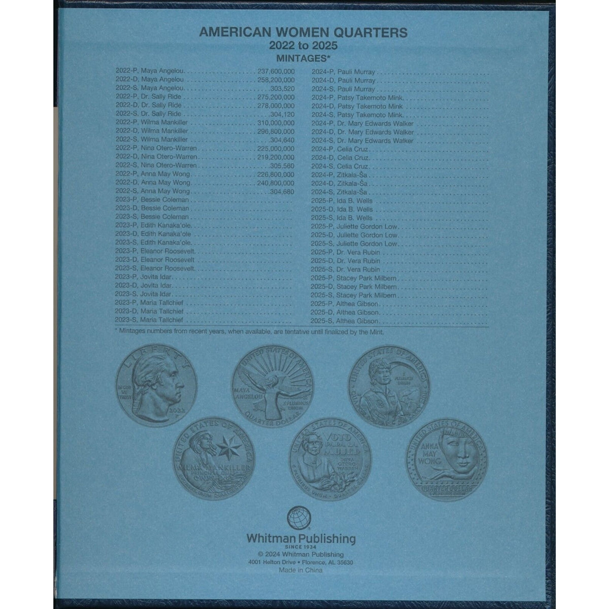 2022 - 2025 S Clad Proof American Women Quarter Sets with Whitman Classics #5150 Archival Quality Album