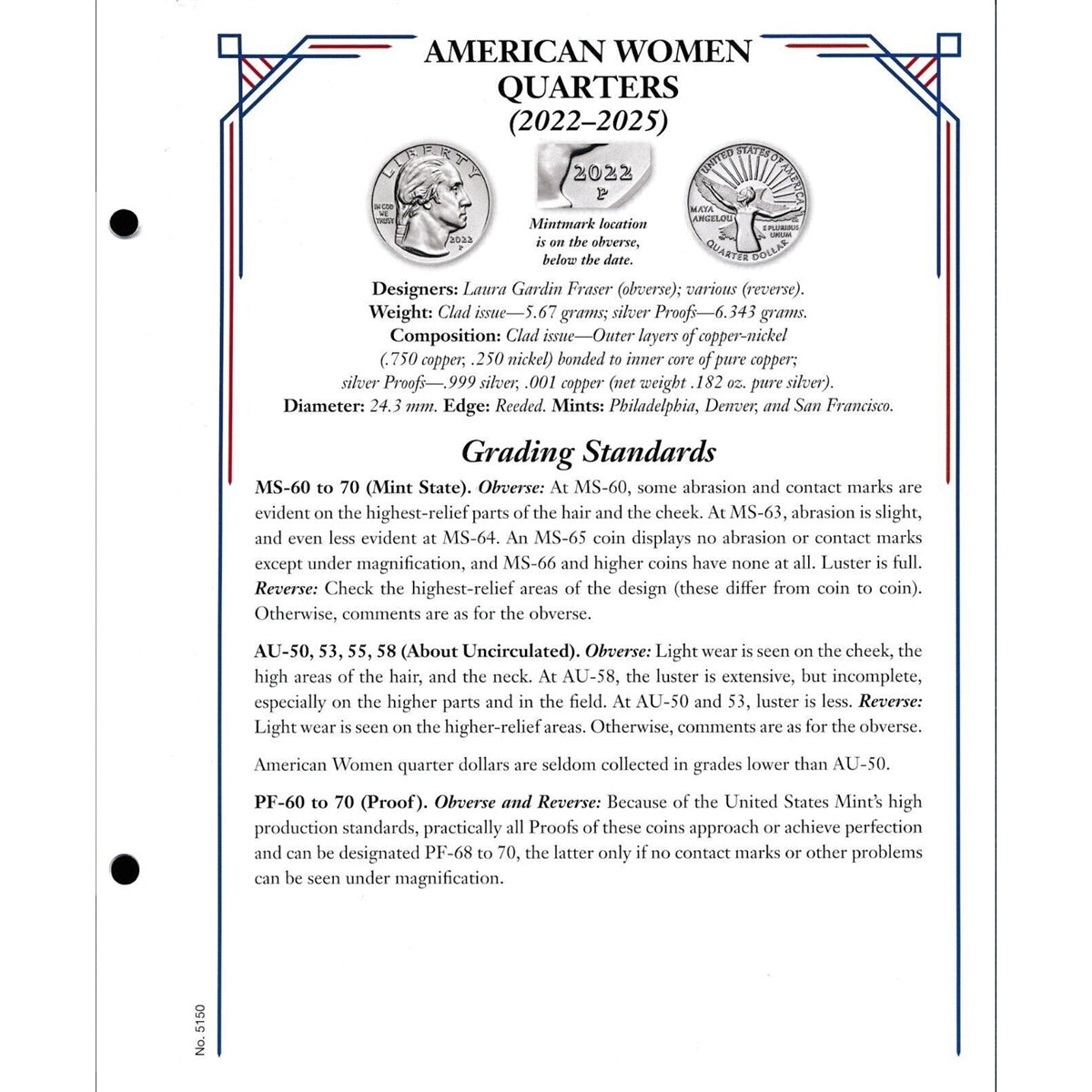 2022 - 2025 S Clad Proof American Women Quarter Sets with Whitman Classics #5150 Archival Quality Album