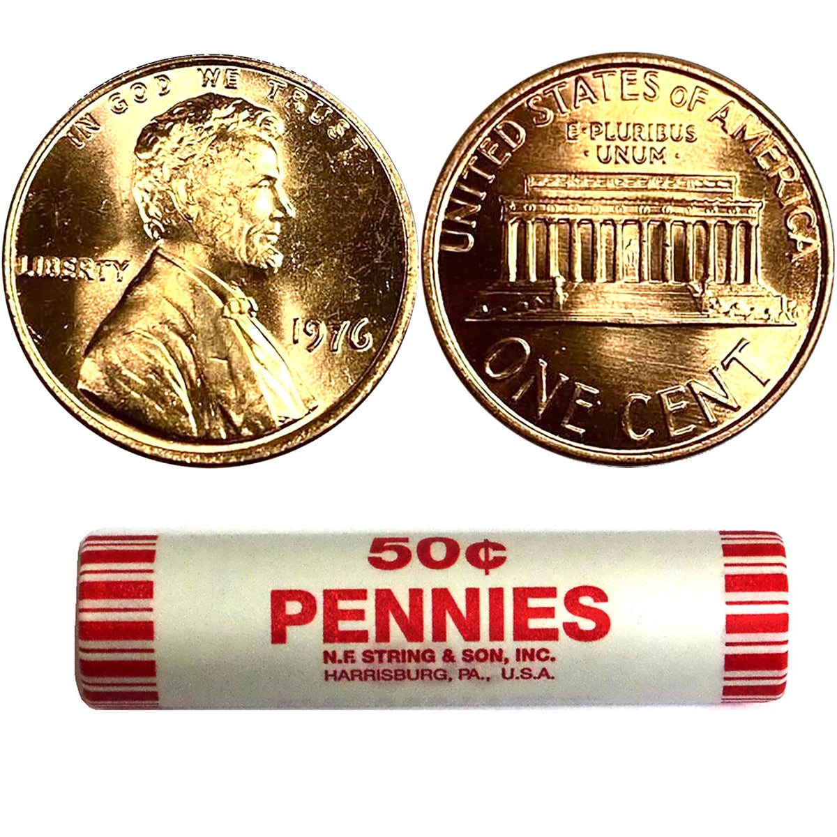 1976 - P Bicentennial Lincoln Cent Roll - Memorial Cent Reverse