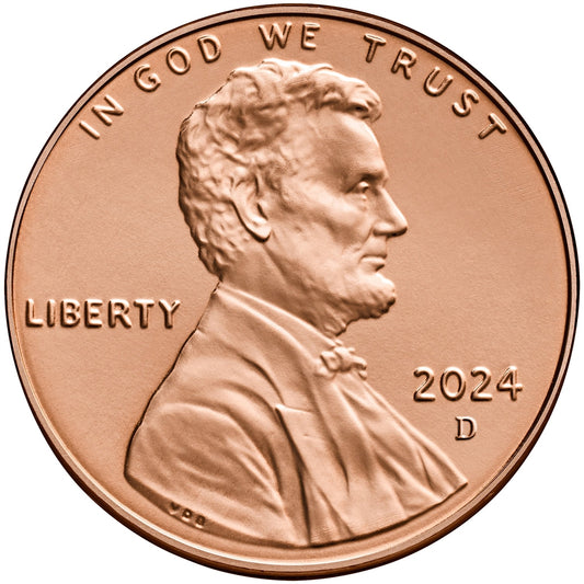 2024-D Lincoln Cent 5 Roll Set - Union Shield Design - 250 Coins