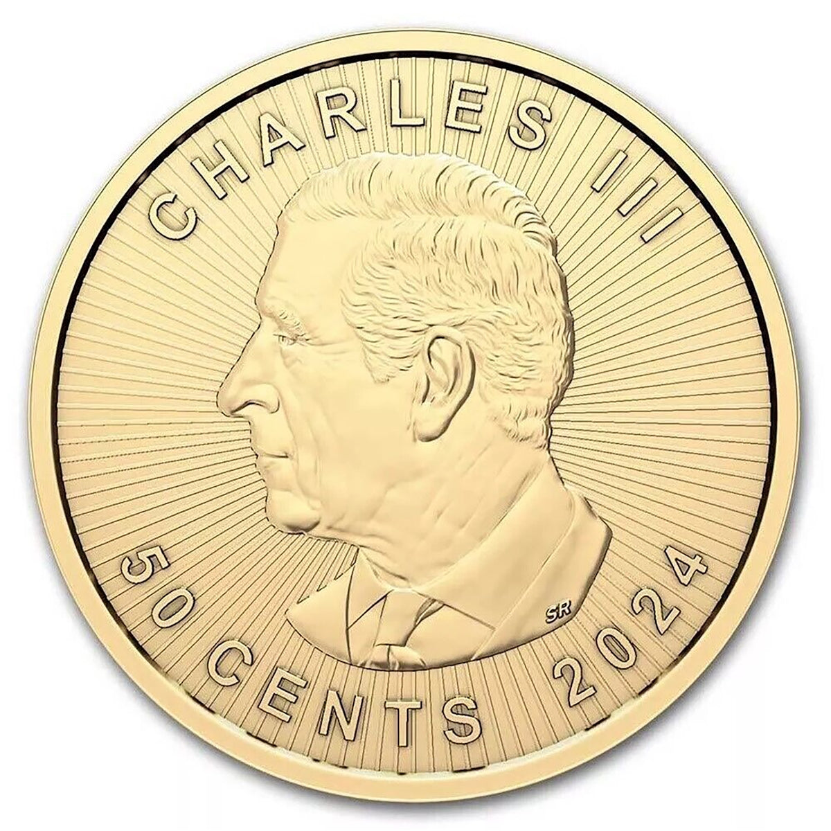 2024 1 Gram Gold Maple Leaf 50 Cent Coin In Maplegram Assay Card King Charles Effigy