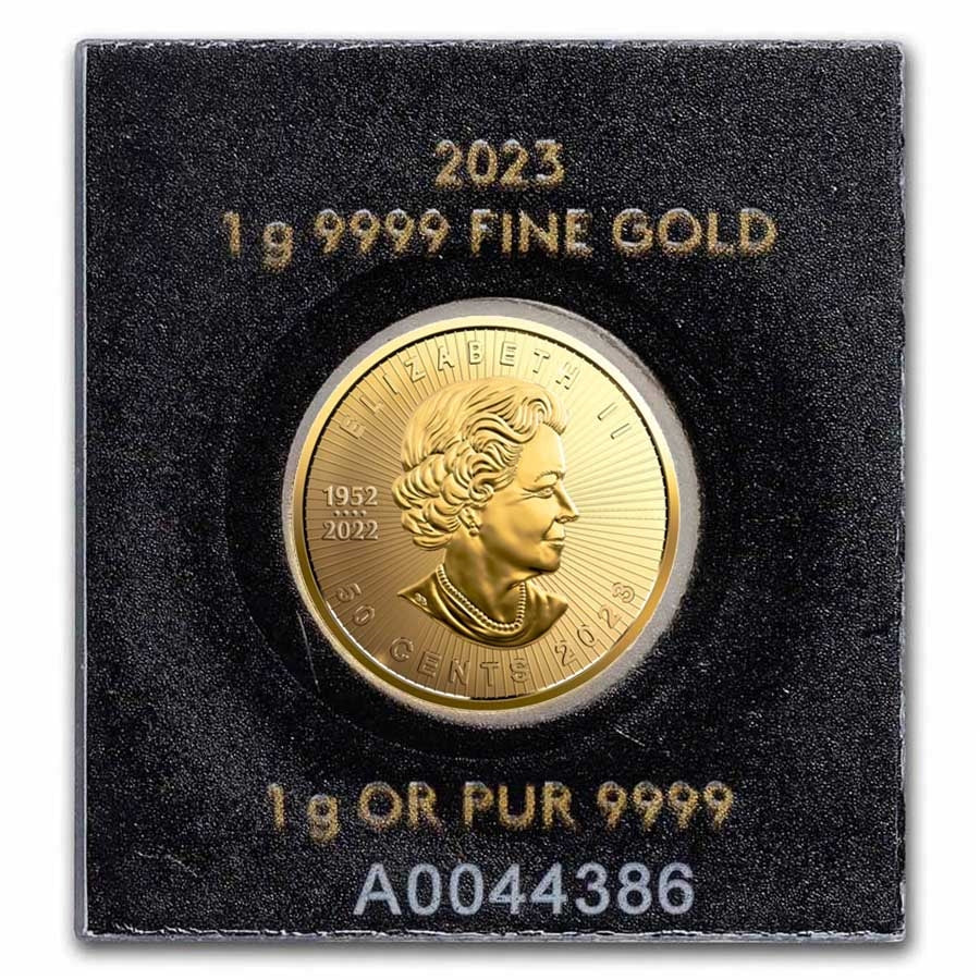 2024 1 Gram Gold Maple Leaf 50 Cent Coin In Maplegram Assay Card King Charles Effigy