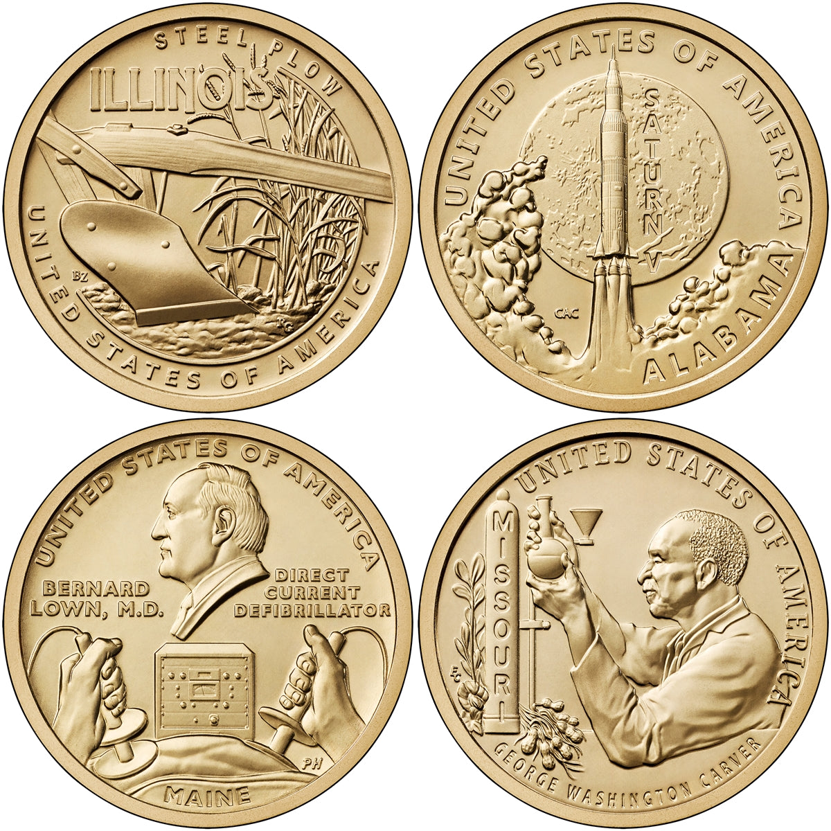 2024 P And D American Innovation Dollar – 8-Coin Brilliant Uncirculated Mint Set, Business Strike, Brass Clad Copper