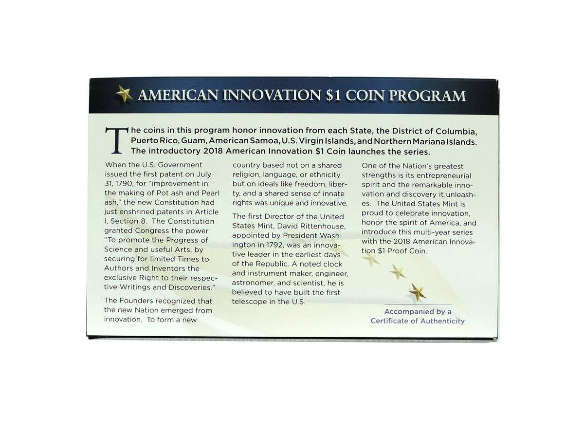 2018 S American Innovation Proof $1 Coin - in OGP with CoA