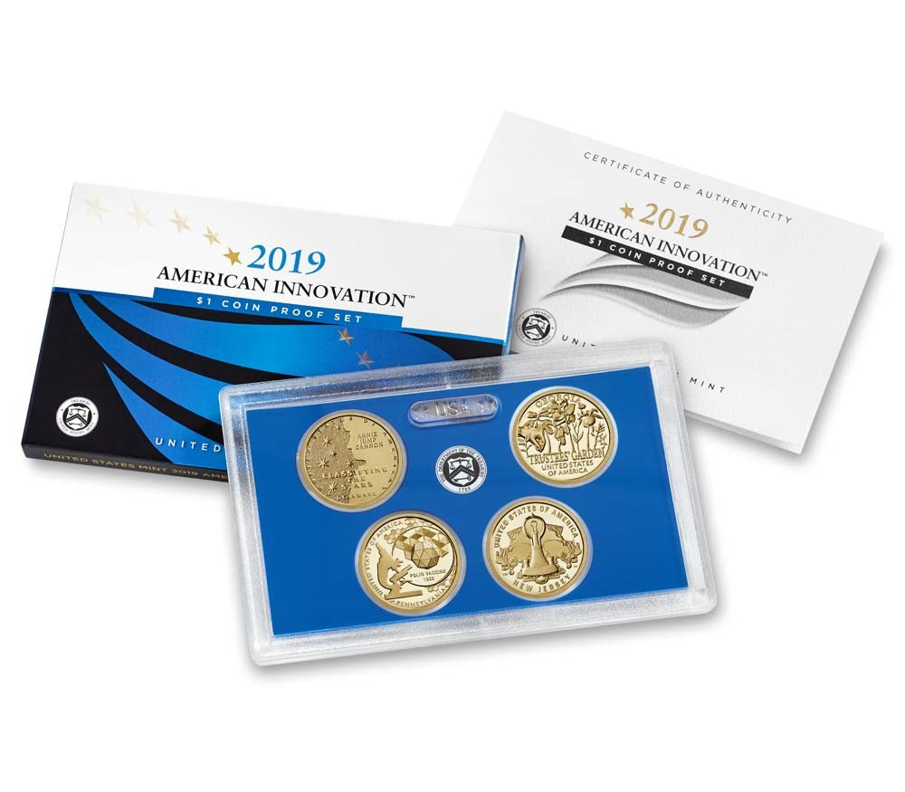 2019 S 4 Coin American Innovation Proof $1 Coins - in OGP with CoA