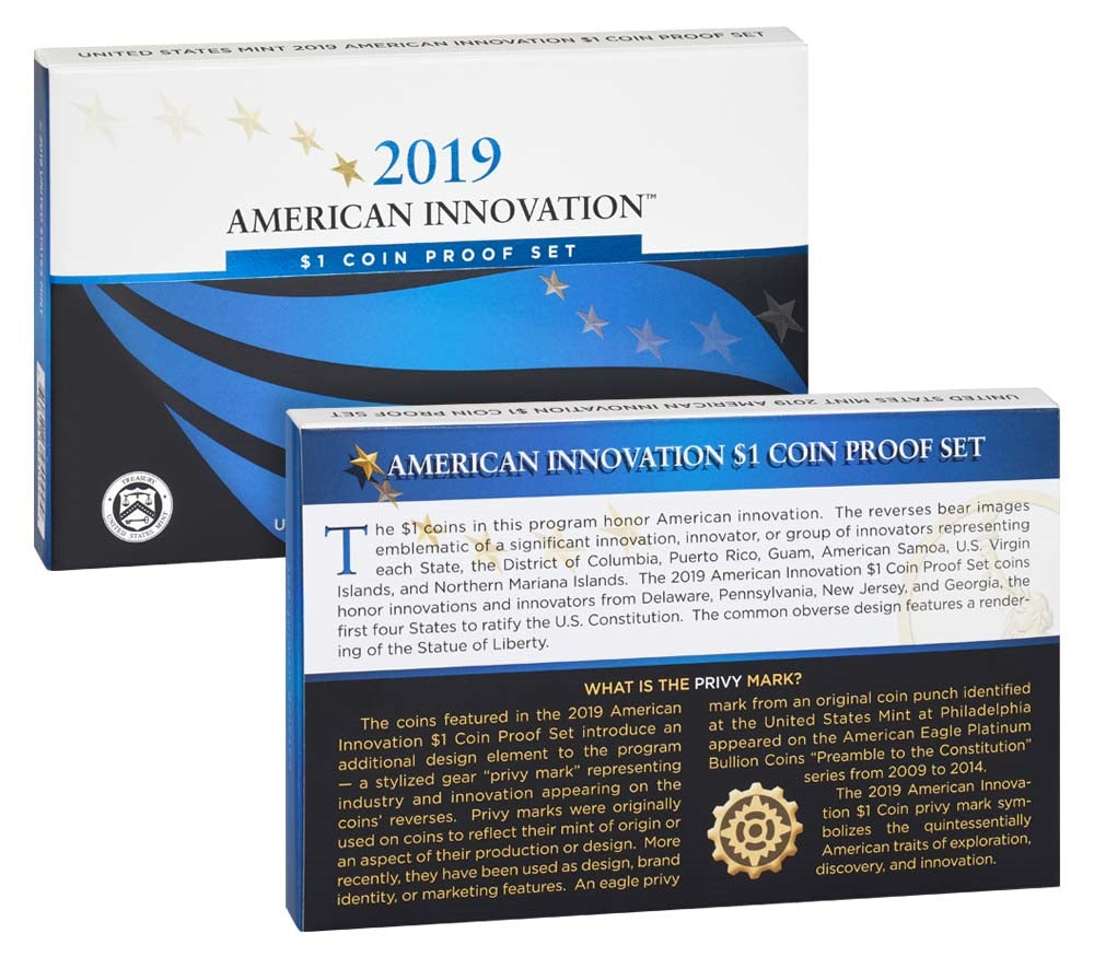 2019 S 4 Coin American Innovation Proof $1 Coins - in OGP with CoA