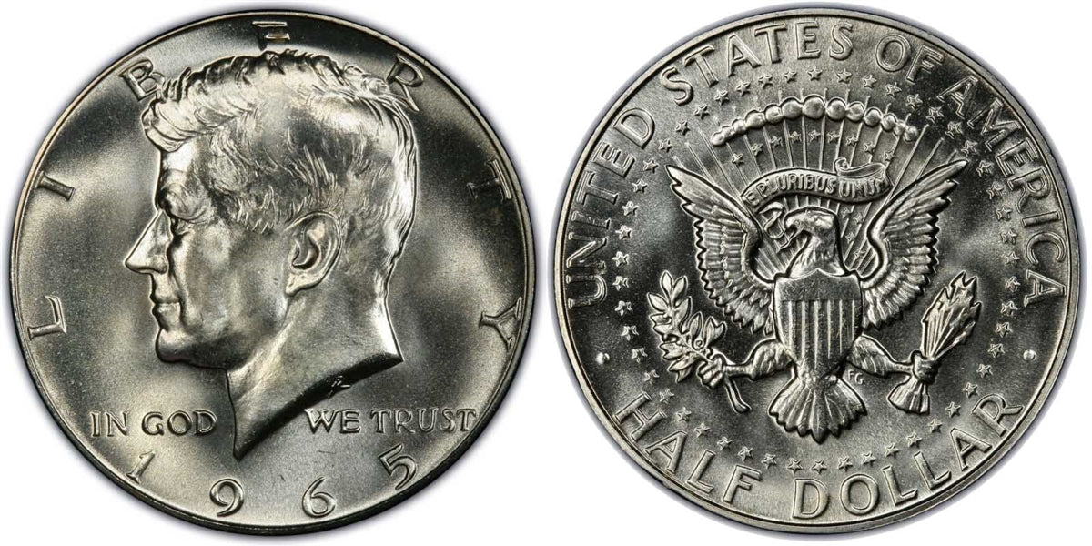 1965 P Silver Kennedy Half Dollar Uncirculated Single Coin