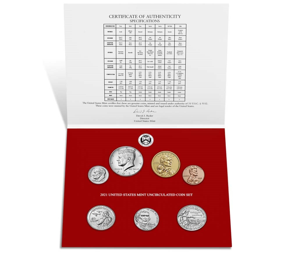 2021 P&D U.S. Mint Uncirculated 14 Coin Mint Set