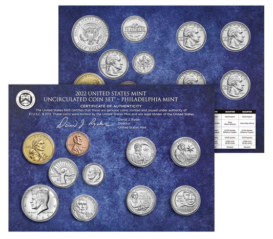 2022 P&D U.S. Mint Uncirculated 20 Coin Mint Set - Complete Set