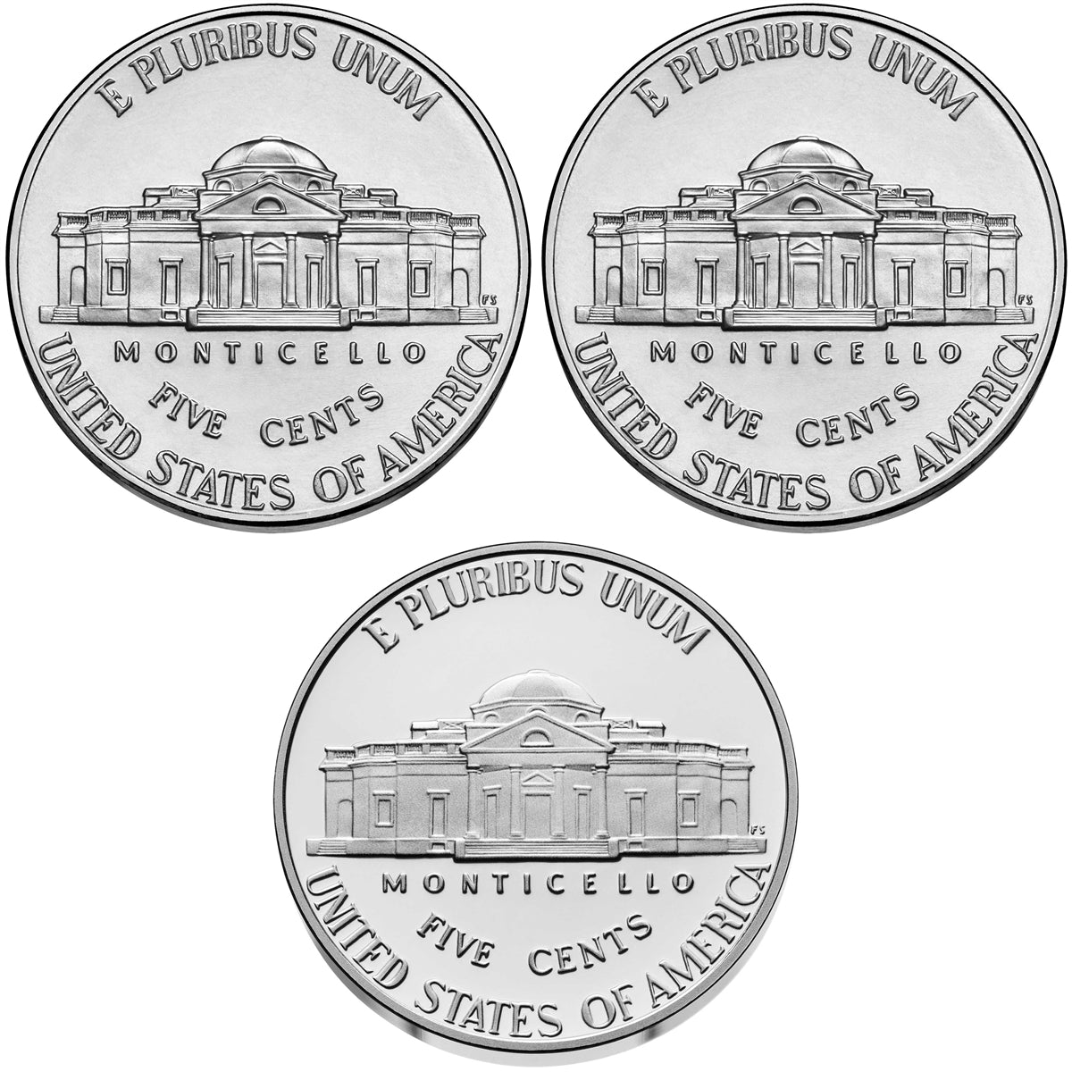 2025 P, D, and S Jefferson Nickel 3 Coin Full Set Including Proof- Uncirculated and Ultra Cameo