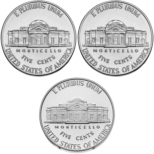 2025 P, D, and S Jefferson Nickel 3 Coin Set - Proof and Uncirculated