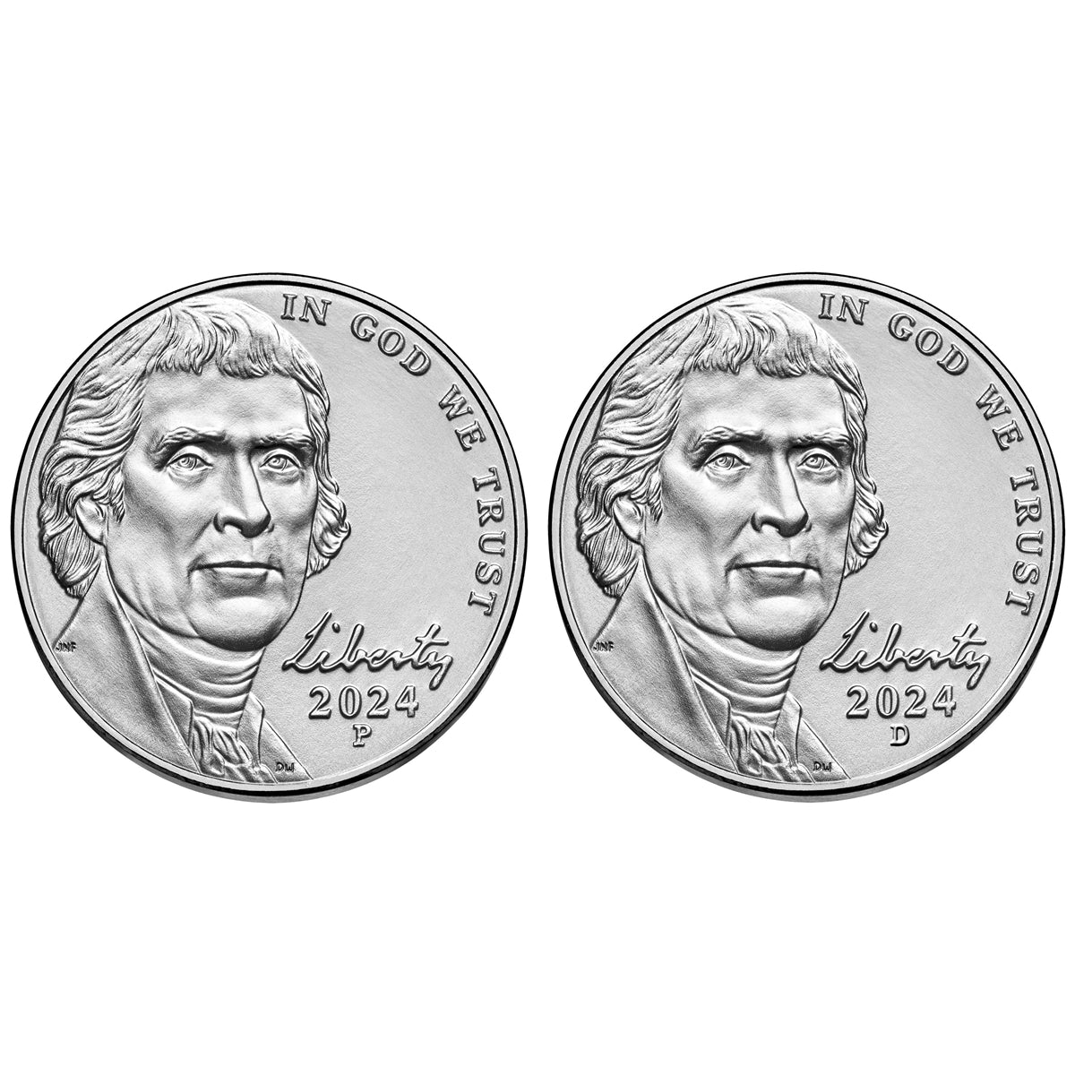 2024 P, D Jefferson Nickel 2 Coin Set - Uncirculated