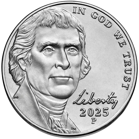 2025-P Jefferson Nickel 40 Coin Roll - Philadelphia Mint