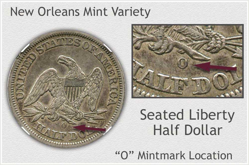 1860 O Seated Liberty Half Dollar NGC Shipwreck Effect from the SS Republic