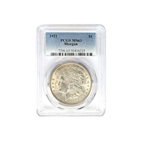 1921 P Morgan Silver Dollar PCGS MS 63 $1 Uncirculated