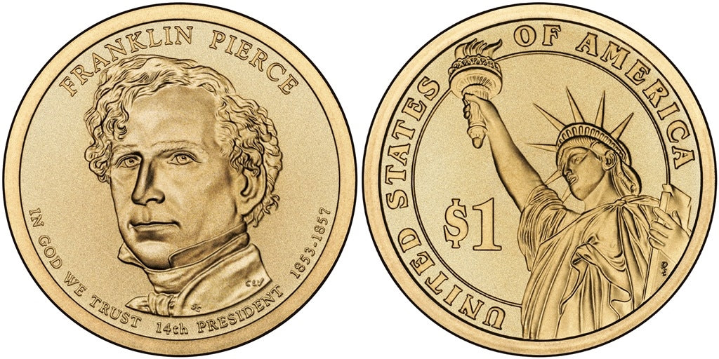2010 Franklin Pierce Presidential Dollar - 2 Coin P&D Set