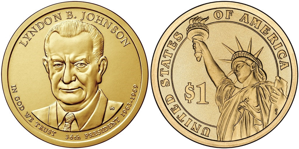 2015 Lyndon B. Johnson Presidential Dollar - 2 Coin P&D Set