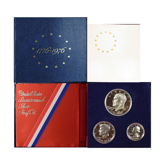 1976 U.S. Mint Set - 3 coin 40% Silver Proof Bicentennial Comemmoratives