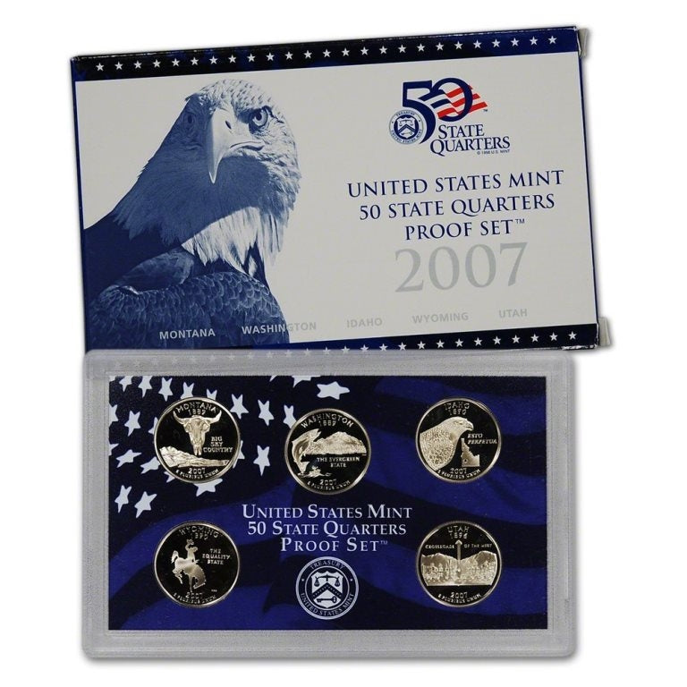 2007 - S Clad Proof State Quarter 5-pc. Set With Box/ COA