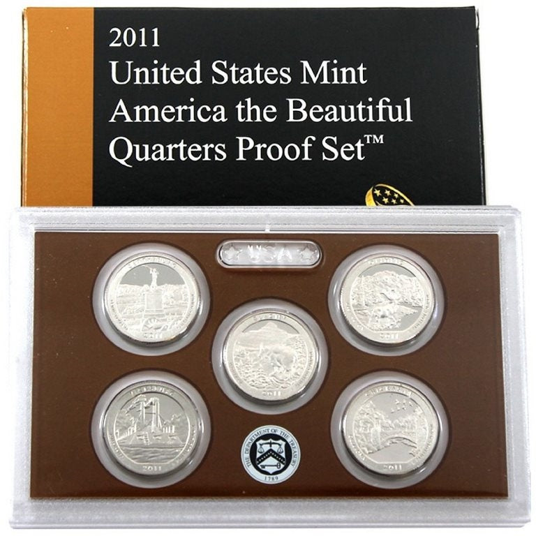 2011 - S Clad Proof National Park Quarter 5-pc. Set With Box/ COA