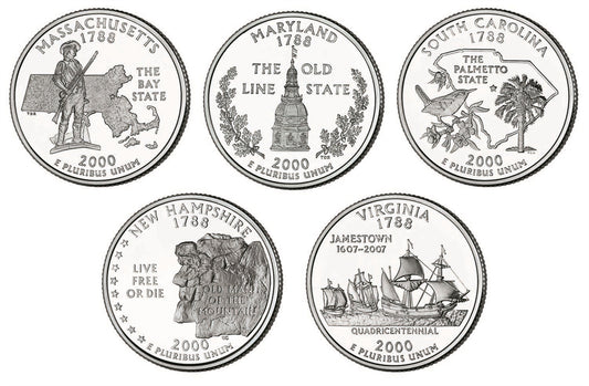 2000 P and D BU State Quarter 10 Coin Set