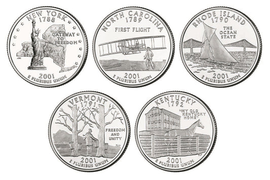 2001 P and D BU State Quarter 10 Coin Set
