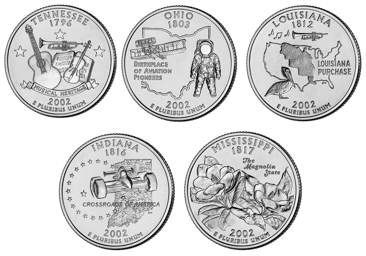 2002 P and D BU State Quarter 10 Coin Set
