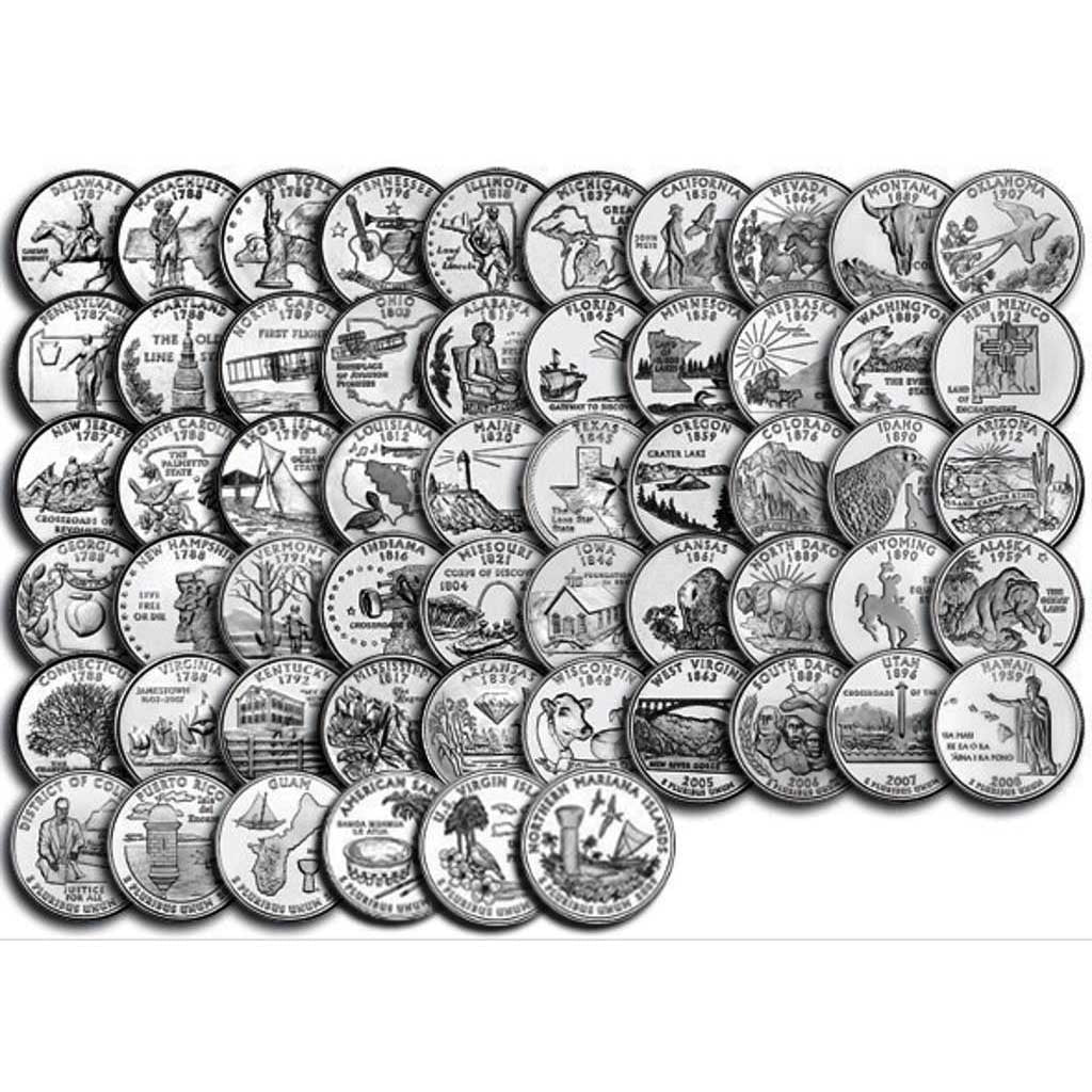 The Ultimate State Quarter Collection 1999 - 2009 - 224-coins P&D, Proof and Silver Proof State Quarter Set in a Dansco Albums