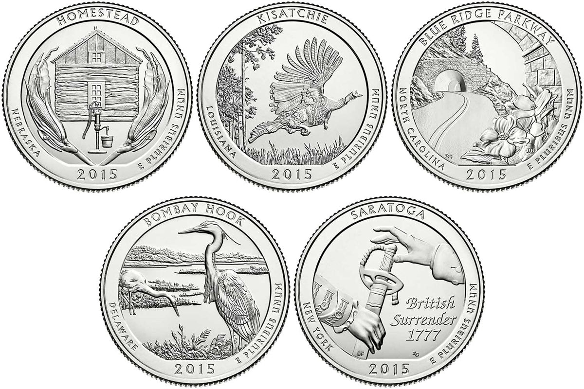 2015 P and D BU National Park Quarter 10 Coin Set