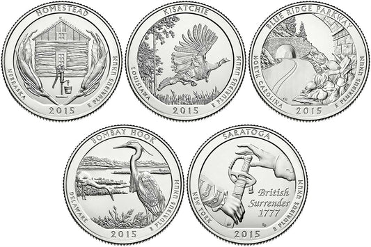 2015 P and D BU National Park Quarter 10 Coin Set