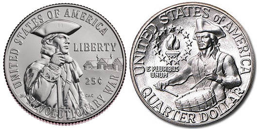 2026 D Mint Revolutionary War Quarter & 1976 S Mint 40% Silver Bicentennial Quarter 2-Coin Set