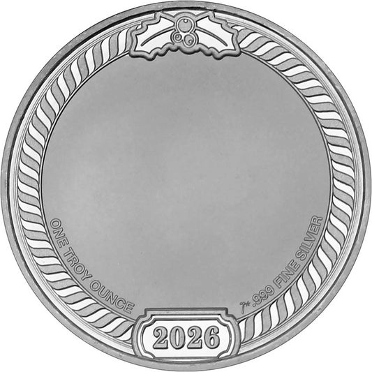 2026 Season's Greetings Sleigh Ride to Church 1oz .999 Silver Medallion in Ornament Holder