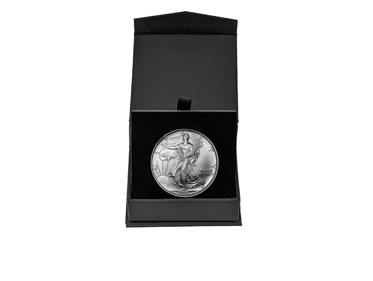 1993 American Silver Eagle in Air-Tite Holder with Black Magnetic Gift Box - Gem Brilliant Uncirculated