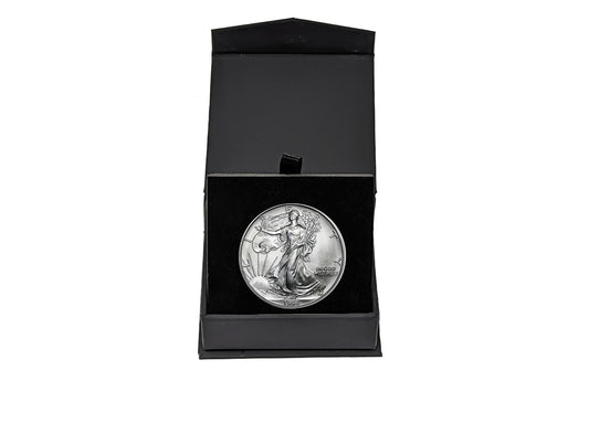 1994 U.S. Silver Eagle in Plastic Air Tite in Magnet Close Black Gift Box - Gem Brilliant Uncirculated