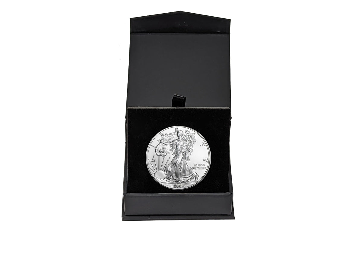 2002 American Silver Eagle in Air-Tite with Black Gift Box - Brilliant Uncirculated