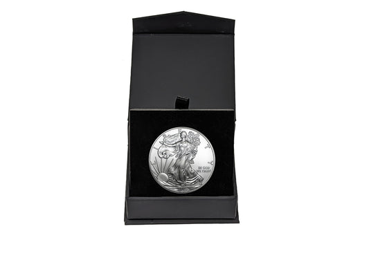 2010 U.S. Silver Eagle in Plastic Air Tite in Magnet Close Black Gift Box - Gem Brilliant Uncirculated
