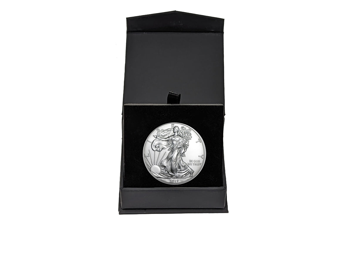 2017 U.S. Silver Eagle in Plastic Air Tite in Magnet Close Black Gift Box - Gem Brilliant Uncirculated