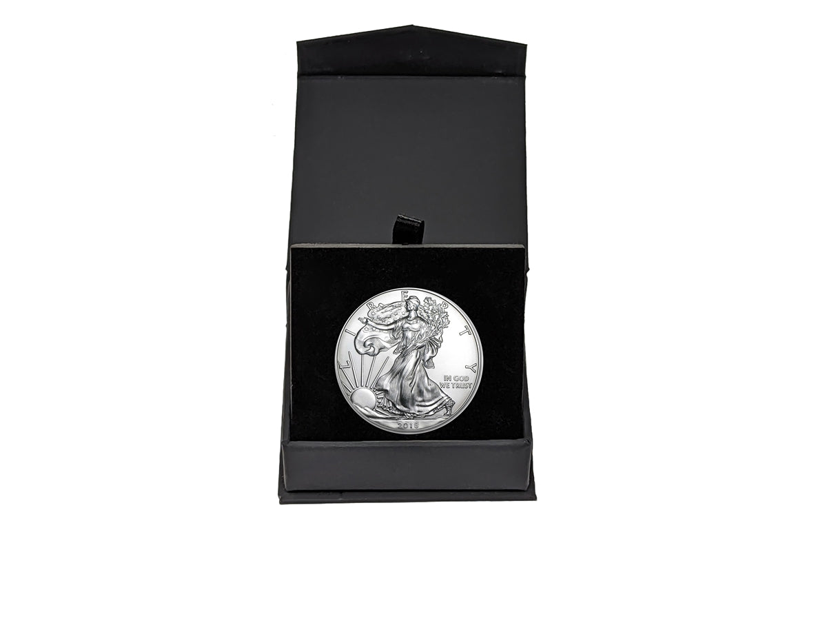 2018 American Silver Eagle in Premium Black Gift Box - Gem BU with Air-Tite