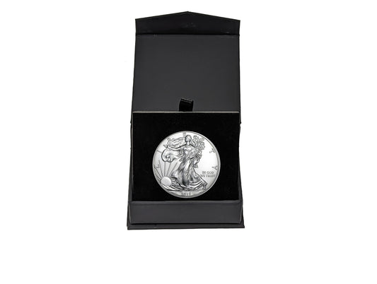 2018 American Silver Eagle in Premium Black Gift Box - Gem BU with Air-Tite