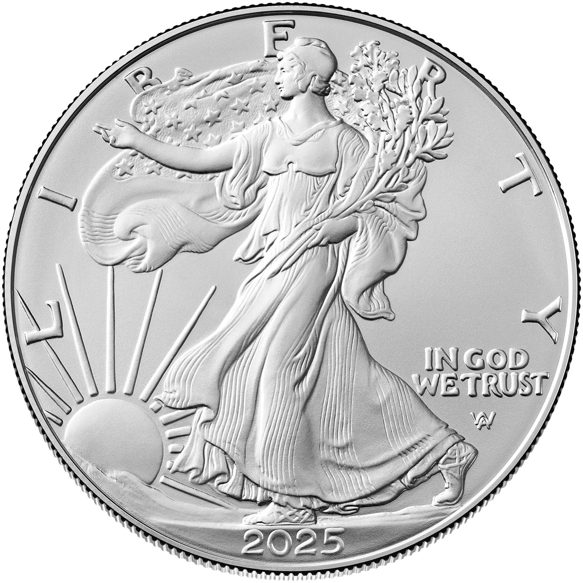 2025 American 1 oz Brilliant Uncirculated Silver Eagle in Happy Holidays Snowy Scene with Reindeer Holder