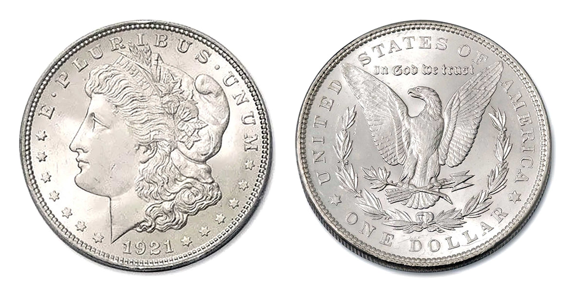 1921 $1 Morgan Silver Dollar in Air Tite Capsule Holder - Brilliant Uncirculated Grade