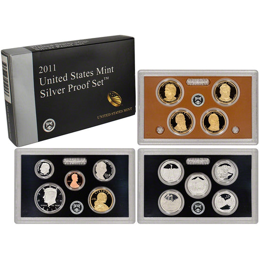 2011 U.S. Mint 14-coin Silver Proof Set - OGP box & COA