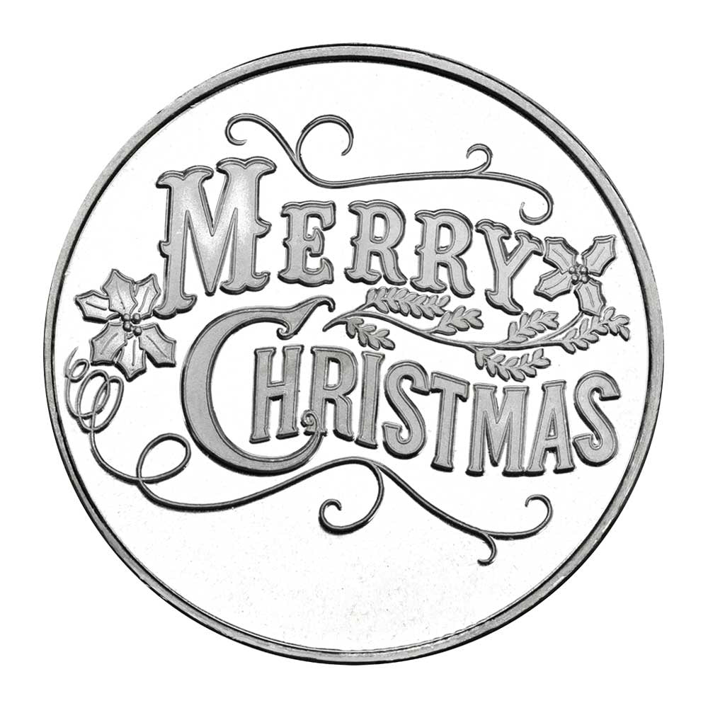 2025 "Merry Christmas" with Holly 1oz .999 Fine Silver Round in Ornament Holder