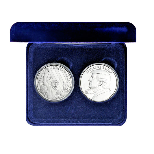 President Trump 2-Coin Set - Fight & 47th President 1oz .999 Silver Rounds in Gift Box